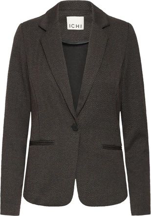 Ichi Jacquard Herringbone Jas Zwart Bruin - Dames - Blazers - Bruin - XS - Polyester - Jassen