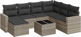 vidaXL Vidaxl - Set De Sof&aacute;s De Jard&iacute;n 8 Pzas Y Cojines Rat&aacute;n Sint&eacute;tico Gris