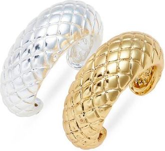 Karine Sultan Serpenti Line Snake Texture Duo Rings in Gold/Silver at Nordstrom