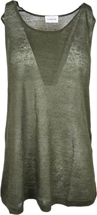 P.A.R.O.S.H. Militaire Stijl Linnen Top - Dames - Tops zonder mouwen - Groen - M - Linnen - Tops