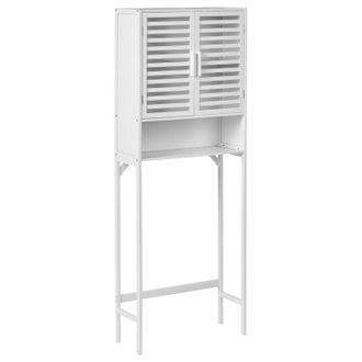 Beliani Estanter&iacute;a De Ba&ntilde;o Elegante Unidad De Almacenaje Madera De Bamb&uacute; Blanco Okarche