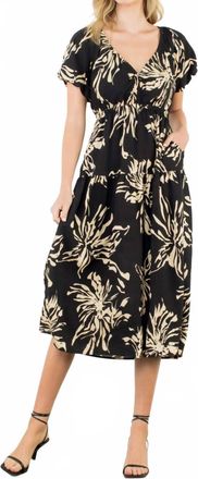 THML Clothing Short Sleeve Print Maxi Dress In Black