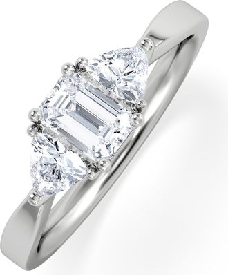 The Diamond Store Aurora Lab Diamond Emerald Cut and Trillion 1.00ct Ring in Platinum F/VS1