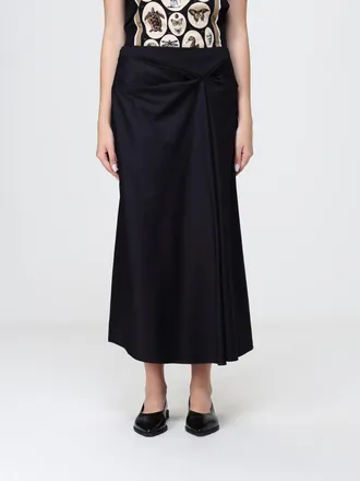 Max Mara Gonna midi A-line in misto cotone con design drappeggiato