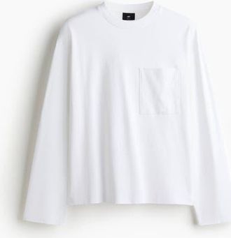 H&M Loose Fit Long-sleeved Jersey Top in White at Nordstrom, Size Xxx-Large