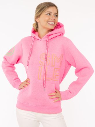 Zwillingsherz Hoodie ZWILLINGSHERZ Alissa 2.0, Damen, Gr. XXL, pink (neonpink), Sweatware, Obermaterial: 50% Baumwolle, 50% Polyester, bedruckt, unifarben, h&uuml;ftbede