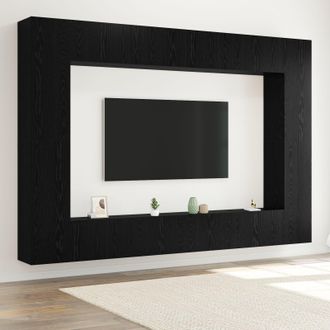 Berkfield Home 12 Piece TV Cabinet Set Wall-mounted Black Oak Engineered Wood