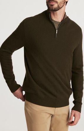 34 Heritage Cashmere, Silk & Wool Quarter Zip Sweater in Khaki at Nordstrom, Size Xx-Large
