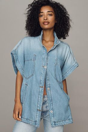 Pilcro Washed Cotton Blend Oversized Cape Jacket