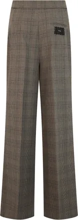 Pinko Wide-Leg Checked Trousers - Beige