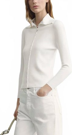 Toteme Fitted Polo Cardigan In Off-White