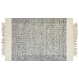 Beliani Alfombra De Lana Gris Blanco Crema 140 X 200 Cm Hecho A Mano Geom&eacute;trico Tatlisu