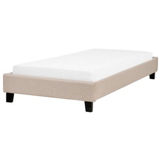 Beliani Beliani - Cama Individual Tapizada Beige 90 X 200 Cm Con Somier Sin Cabecero Roanne