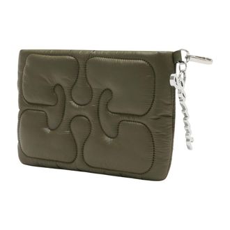 Ganni Womens Quilted Synthetic Clutch Green