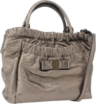 Ferragamo Pre-owned Hand Bag - Dames - Vintage Handtas - Grijs - ONE Size - Leer - Vintage