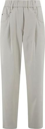 Brunello Cucinelli Slim-fit Trousers, female, Beige, M, Baggy Stretch Cotton Trousers Sand