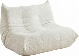 Urban Meuble Sof&aacute; de suelo de dos plazas en chenilla beige, estilo retro chic