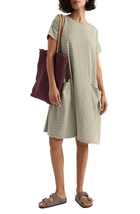 Seasalt Cornwall Mill Pool Stripe Organic Cotton Swing Dress in Pellitras Cypress at Nordstrom, Size 12 Us