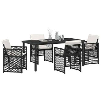 Berkfield Home Stunning 5 Piece Garden Dining Set with Cushions Black Poly Rattan