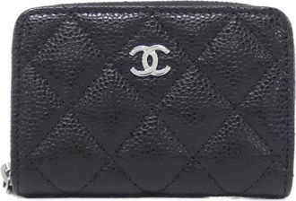 Chanel Black Grained Calfskin Long Wallet (Bi-Fold) (Pre-Owned)