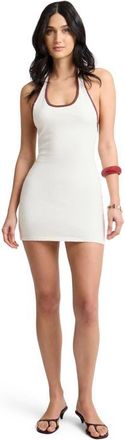 Onia Cotton Boucle Mini Halter Dress in Egret/brown at Nordstrom, Size X-Small