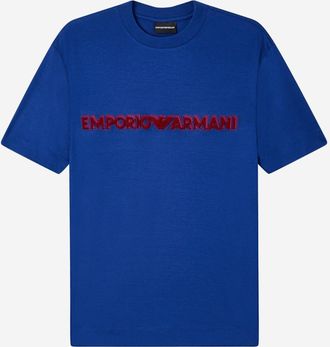 Emporio Armani Blue Solid Crew Neck T-Shirt