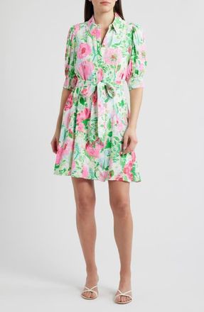Lilly Pulitzer Larkyn Floral Elbow Sleeve Shirtdress in Multi Poppy Party at Nordstrom, Size 00