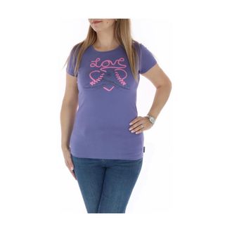 Converse T-Shirts, female, Purple, Size: XS Love Heart Crew Neck Tee