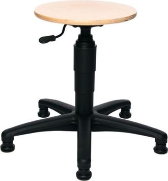 Topstar Taburete Giratorio Con Deslizadores Haya Asiento Natural Altura 390-520mm