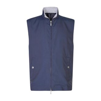 Eleventy Gilet Full Zip Collo in Piedi - male - Eleventy - Waistcoats - Blue - 2XL - Jackets