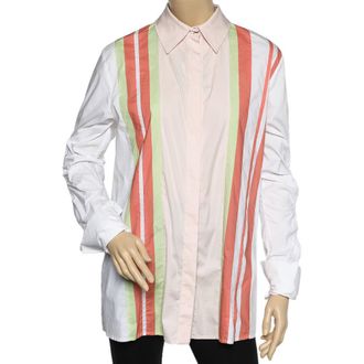 Peter Pilotto Multicolor Striped Cotton Cutout Sleeve Detail Shirt