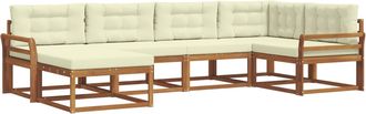 vidaXL Conjunto De Sof&aacute;s De Exterior 6 Uds. Natural Y Crema Vidaxl