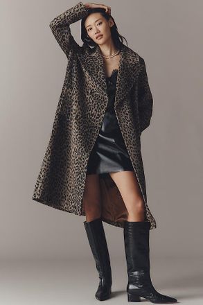 Maeve Leopard Wool Blend Coat Jacket