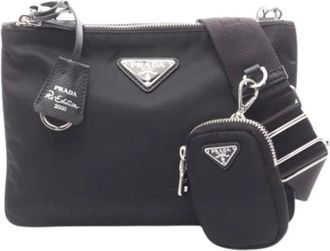 Prada Pre-owned Cross Body Bags, female, Black, Size: ONE SIZE Pre-owned Vintage Nylon Shoulder Bag