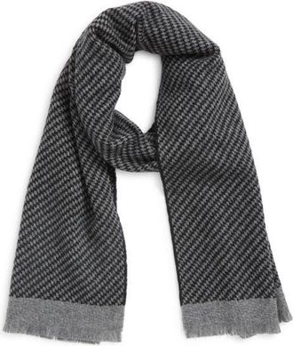 Andrew Stewart Houndstooth Cashmere Scarf in Black at Nordstrom