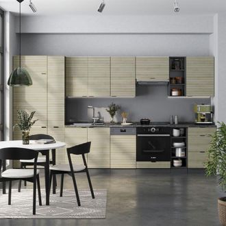 Vicco Mueble De Cocina Fame-line, Panel De Roble/antracita, 355 Cm, Et Roble