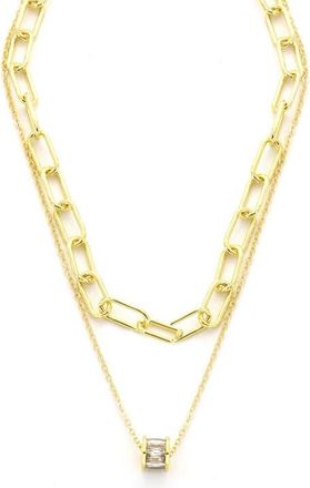 Panacea Layered Crystal Barrel Pendant Necklace in Gold at Nordstrom