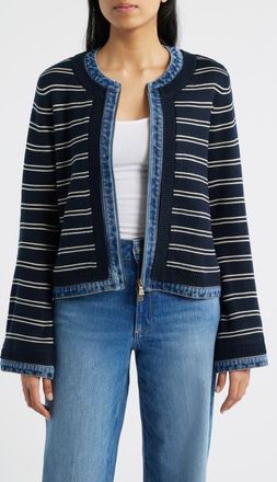 Wit & Wisdom Mixed Media Jacket in Navy/Ecru at Nordstrom, Size X-Large