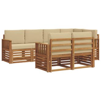 vidaXL Conjunto De Sof&aacute; Seccional Con Coj&iacute;n 7 Pcs Natural Y Beige Vidaxl