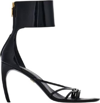Ferragamo Clethra Curve Heel Leather Sandals, Size 10 C