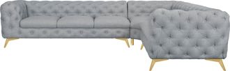 HOME AFFAIRE Chesterfield-Sofa »Ecksofa GLYNIS L-Form mit Wellenunterfederung, Masse B/T/H 323/264/75cm« aufwändige Knopfheftung, moderne Chesterfield Optik, Fussf