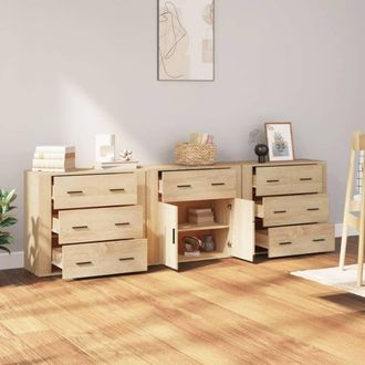 Berkfield Home Sideboards 3 pcs Sonoma Oak Engineered Wood in Light Brown