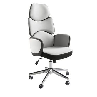 Angel Cerd&aacute; Office Swivel Chair Light Grey Fabric, Glossy White