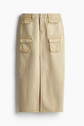 H&M Maxijupe aus Denim im Cargo-Look - Beige