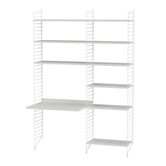 String Furniture String - Arbeitsplatzkombination, 140 x 200 x 30 cm, weiss / weiss