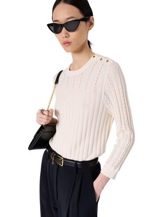 Gerard Darel Lhena Openwork Detail Sweater in Ecru at Nordstrom, Size X-Large