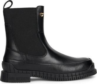 Love Moschino Pull Tab Boots - Dames - Chelseaboots - Zwart - 39 EU - Leer - Schoenen