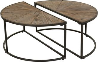 Wanderlust Deco Mesa de centro set 2pzas de madera y metal marron 91x45,5x40,5