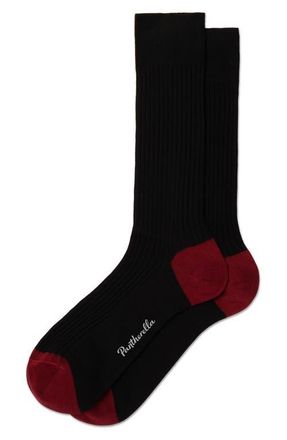 Pantherella Portobello Ribbed Socks in Black at Nordstrom, Size Medium