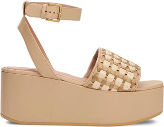 Alberta Ferretti Woven Platform Sandal - Dames - Sleehakken - Beige - 38 EU - Leer - Schoenen